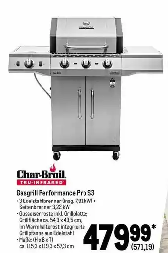 METRO Char-broil Gasgrill Performance Pro S3 Angebot