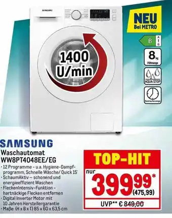 METRO Samsung Waschautomat Ww8pt4048ee Eg Angebot