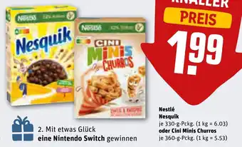 REWE Nestlé Nesquik 330 g oder Cini Minis Churros 360 g Pckg. Angebot