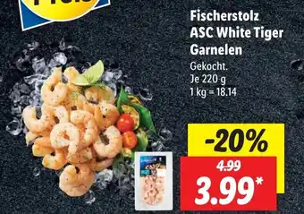 Lidl Fischerstolz ASC White Tiger Garnelen 220 g Angebot