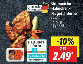 Lidl Grillmeister Hähnchenflügel ,,Inferno" 550 g Angebot