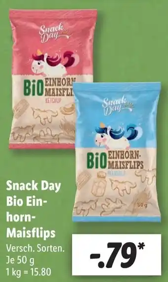 Lidl Snack Day Bio Einhorn Maisflips 50 g Angebot