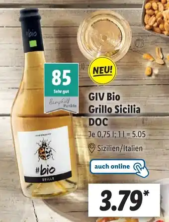 Lidl GIV Bio Grillo Sicilia DOC 0,75 L Angebot