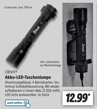 Lidl Crivit Akku LED Taschenlampe Angebot