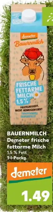 Kaufland Bauernmilch Demeter frische fettarme Milch 1 L Angebot
