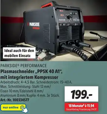 Lidl Parkside Performance Plasmaschneider ,,PPSK 40 A1" mit integriertem Kompressor Angebot