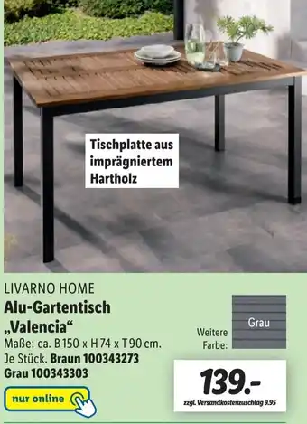 Lidl Livarno Home Alu Gartentisch ,,Valencia" Angebot