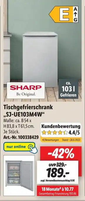 Lidl Sharp Tischgefrierschrank ,,SJ-UE103M4W" Angebot