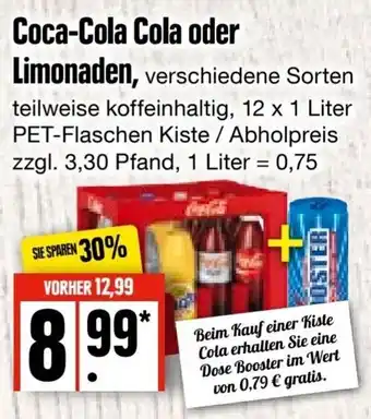 Edeka Frischemarkt Coca-Cola Cola oder Limonaden 12x1 Liter Angebot