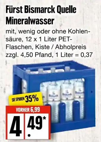 Edeka Frischemarkt Fürst Bismarck Quelle Mineralwasser 12x1 Liter Angebot