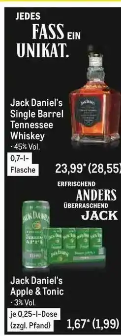 METRO Jack Daniel's Single Barrel Tennessee Whiskey Angebot