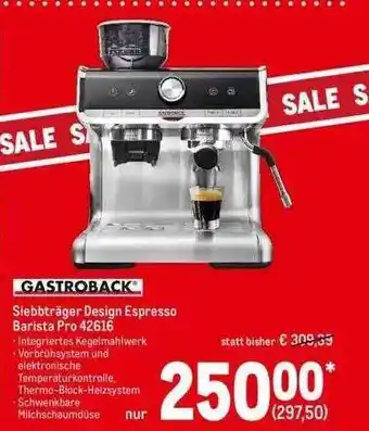 METRO Gastroback Siebbträger Design Espresso Barista Pro 42616 Angebot