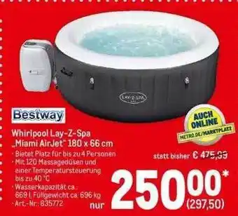 METRO Bestway Whirlpool Lay-z Spa „miami Airjet” 180x66 Cm Angebot