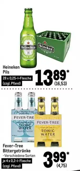 METRO Heineken Pils Fever-tree Bittergetränke Angebot