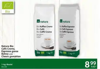 Selgros Natura Bio Cafe Crema, Espresso Ganze Bohne Oder Classic Gemahlen Angebot