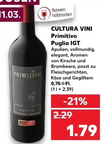 Kaufland Cultura Vini Primitivo Puglia IGT 0,75 L Angebot