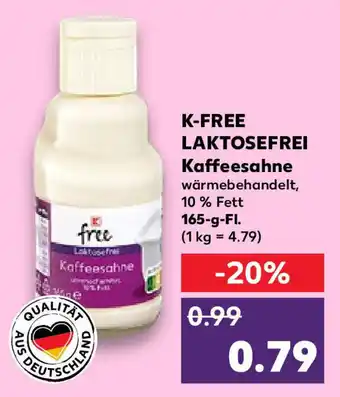 Kaufland K-Free Laktosefrei Kaffeesahne 165g Angebot