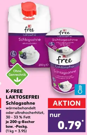 Kaufland K-Free Laktosefrei Schlagsahne 200g Angebot