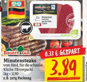 NP Discount Bauern Gut Minutensteaks 327g Packung Angebot