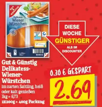 NP Discount Gut & Günstig Delikatess Wiener Würstchen 400g Packung Angebot