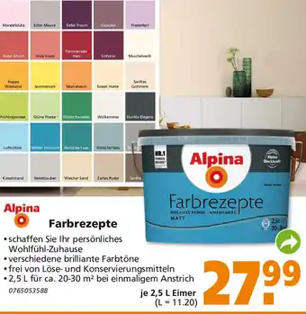 Globus Baumarkt Alpina Farbrezepte 2,5 L Eimer Angebot