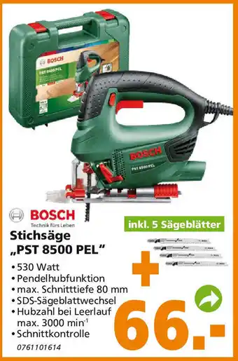 Globus Baumarkt Bosch Stichsäge ,,PST 8500 PEL" Angebot