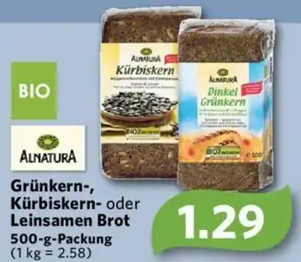 Combi Alnatura Grünkern, Kürbiskern oder Leinsamen Brot 500 g Packung Angebot