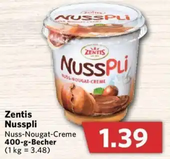 Combi Zentis Nusspli Nuss Nougat Creme 400 g Becher Angebot