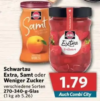 Combi Schwartau Extra, Samt oder Weniger Zucker 270-340 g Glas Angebot