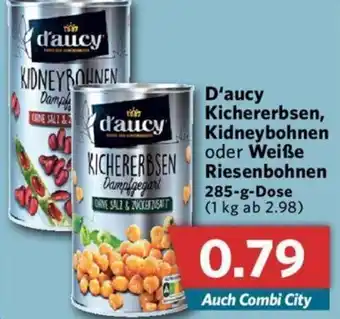 Combi D'aucy Kichererbsen, Kidneybohnen oder Weiße Riesenbohnen 285 g Dose Angebot