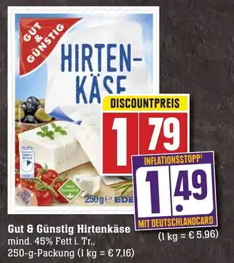 Edeka Neukauf Gut & Günstig Hirtenkäse 250 g Packung Angebot