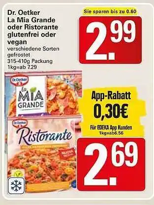 WEZ Dr. Oetker La Mia Grande Oder Ristorante Glutenfrei Oder Vegan Angebot