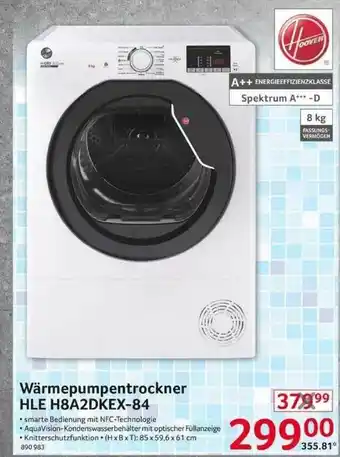 Selgros Hoover Wärmepumpentrockner Hle H8a2dkex-84 Angebot