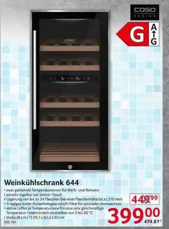 Selgros Weinkühlschrank 644 Angebot