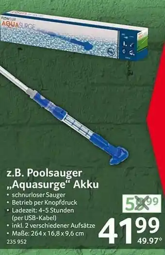 Selgros Poolsauger „aquasurge“ Akku Angebot