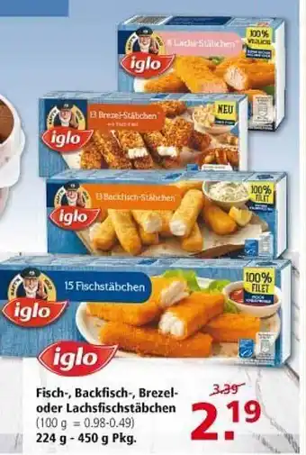 Multi Markt Iglo Fisch, backfisch, Brezel-oder Lachsfischstäbchen Angebot