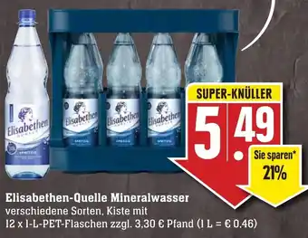 Edeka Neukauf Elisabethen Quelle Mineralwasser 12x1 L PET Flasche Angebot