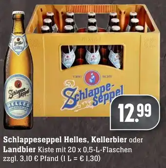 Edeka Neukauf Schlappeseppel Helles, Kellerbier oder Landbier 20x0,5 L Flaschen Angebot