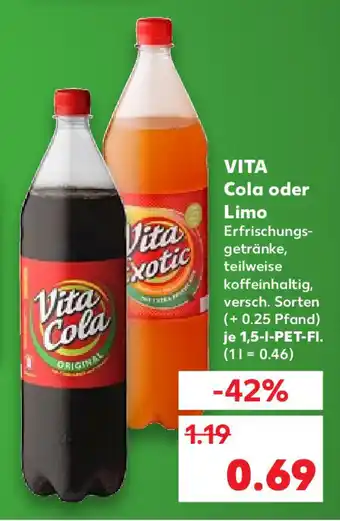 Kaufland Vita Cola o. Limo 1.5L Angebot