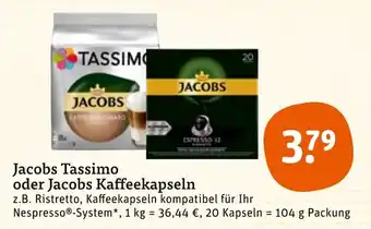 tegut Jacobs Tassimo oder Jacobs Kaffeekapseln 104 g Packung Angebot