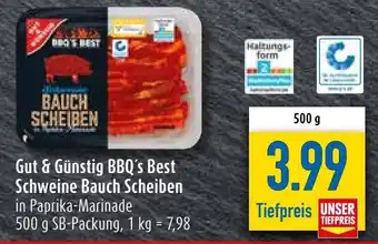 diska Gut & Günstig BBQ's Best Schweine Bauch Scheiben 500 g SB-Packung Angebot