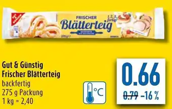 diska Gut & Günstig Frischer Blätterteig 275 g Packung Angebot