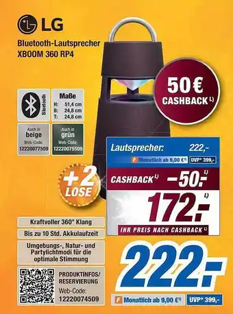 Expert Bening Lg Bluetooth-lautsprecher Xboom 360 Rp4 Angebot