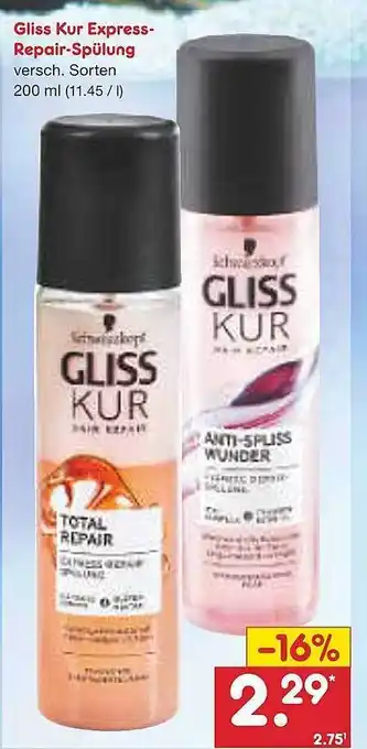 Netto Marken-Discount Gliss Kur Express-repair-spülung Angebot