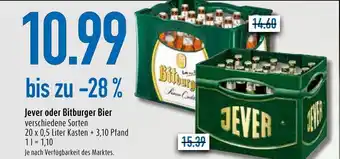 diska Jever oder Bitburger Bier 20 x 0,5 Liter Kasten Angebot