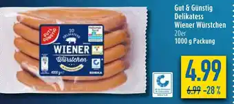 diska Gut & Günstig Delikatess Wiener Würstchen 20er 1000 g Packung Angebot