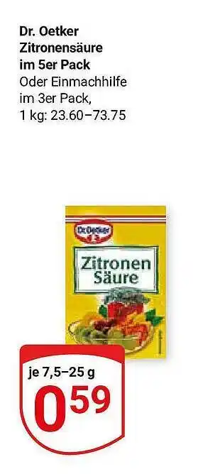 Globus Dr Oetker Zitronensäure Im 5er Pack Angebot