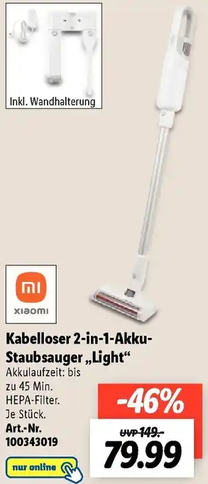 Lidl Xiaomi Kabelloser 2in1 Akku Staubsauger ,,Light" Angebot