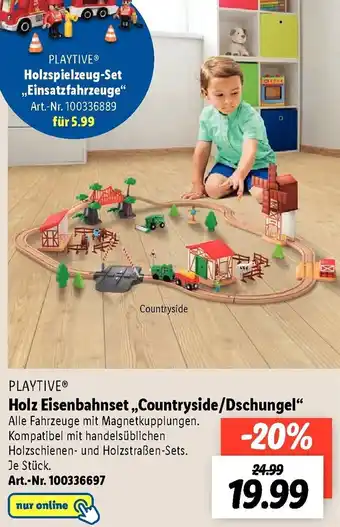 Lidl Playtive Holz Eisenbahnset ,,Countryside/Dschungel" Angebot