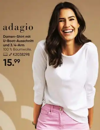 Galeria Adagio Damen Shirt mit U Boot Ausschnitt und 3/4 Arm Angebot